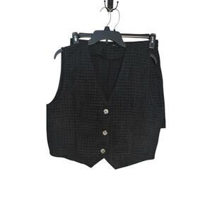 Two-Piece Tweed Black Button-Up Vest and Short Set-NWOT